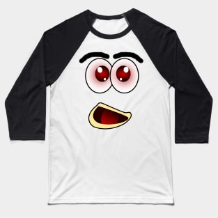 Scared Funny Face Cartoon Emoji Baseball T-Shirt